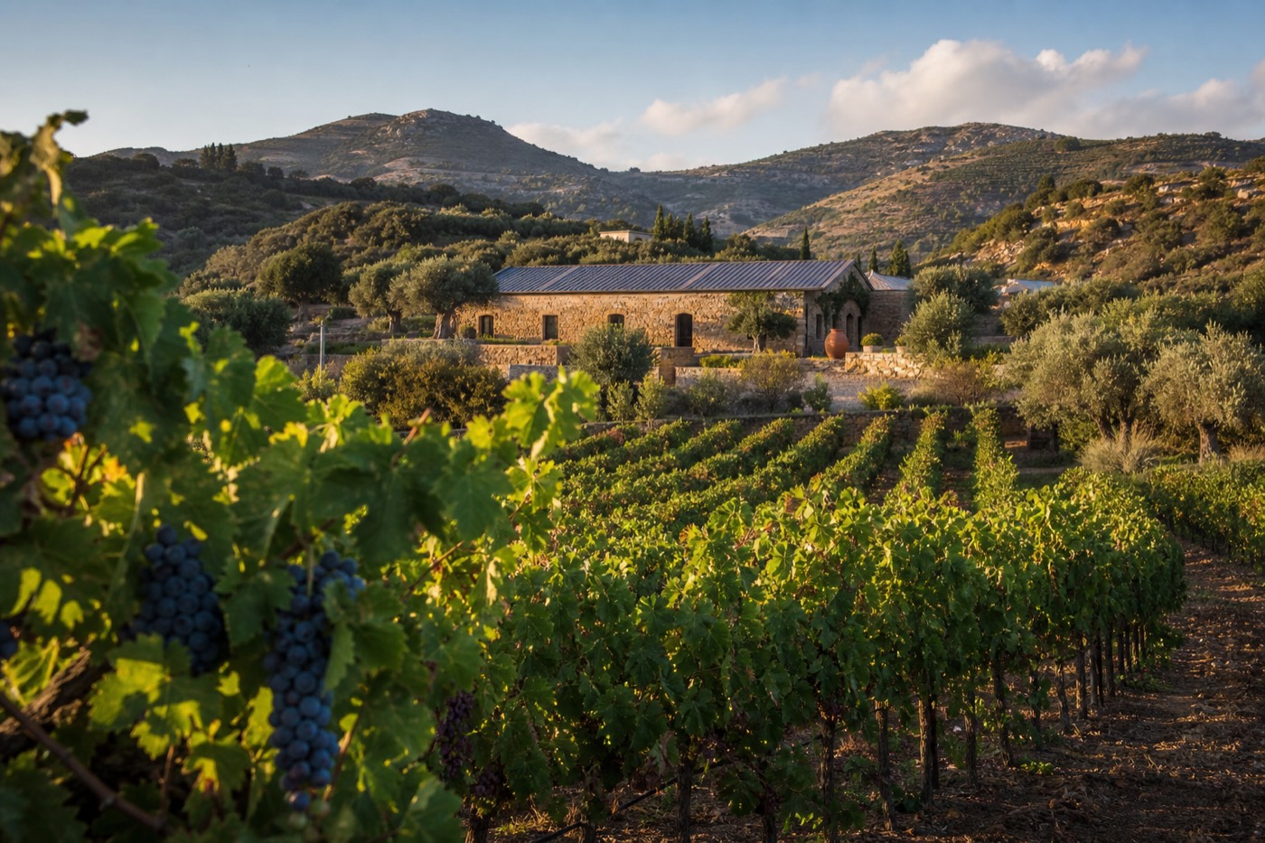 Vineyards in the Cretan wine country south of Heraklion